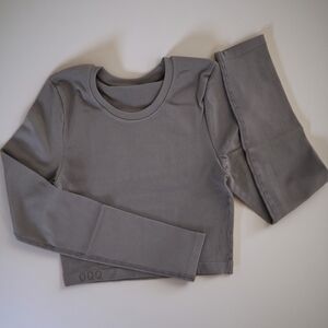 OQQ Round Neck Crop Top, Gray - M